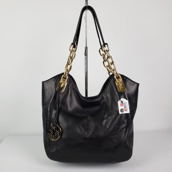 Michael Kors Black & Gold Leather Purse